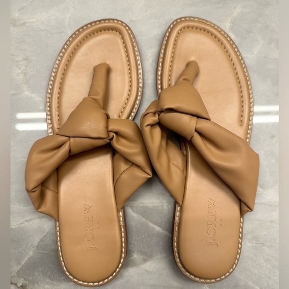 NWT! J.Crew Factory Knotted thong sandals in Light Caramel. Size 6. - Picture 2 of 6